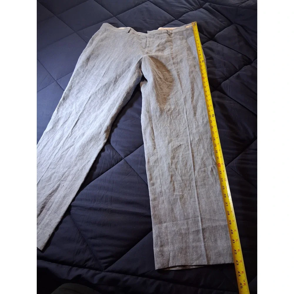 Jos A Bank 1905 Slim Fit Linen Dress Pants Mens 42x32 Light Blue Flat Front